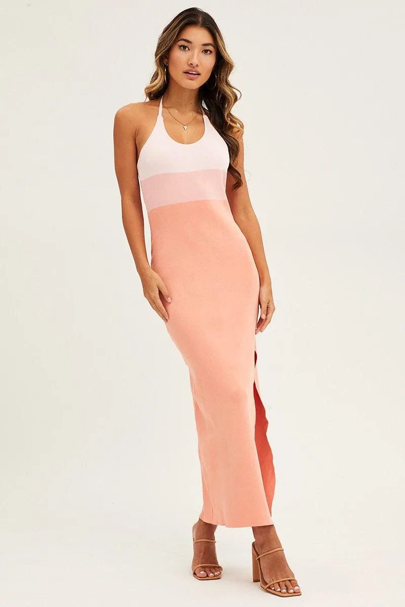 Multi Midi Dress Bodycon Scoop Neck