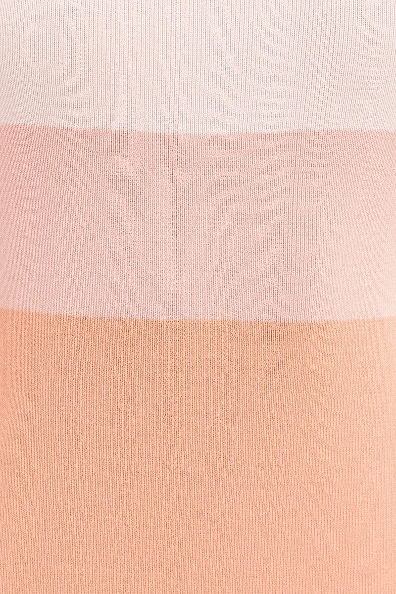 Multi Midi Dress Bodycon Scoop Neck