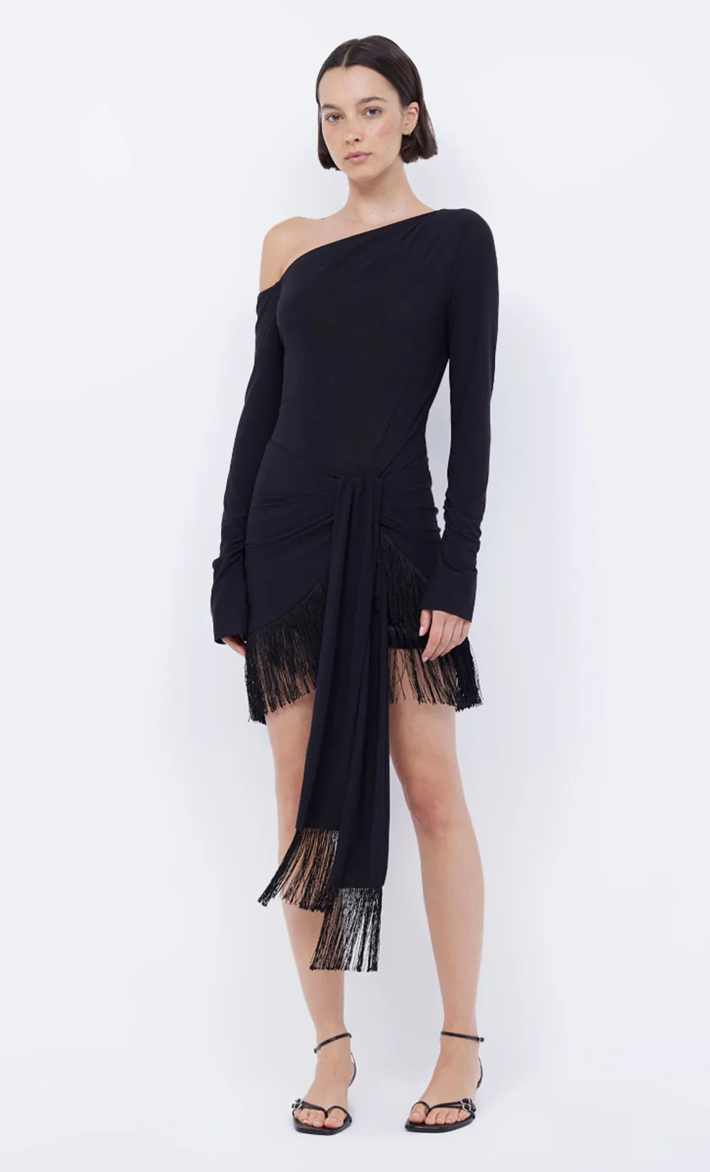 NABILA SARONG MINI DRESS - BLACK