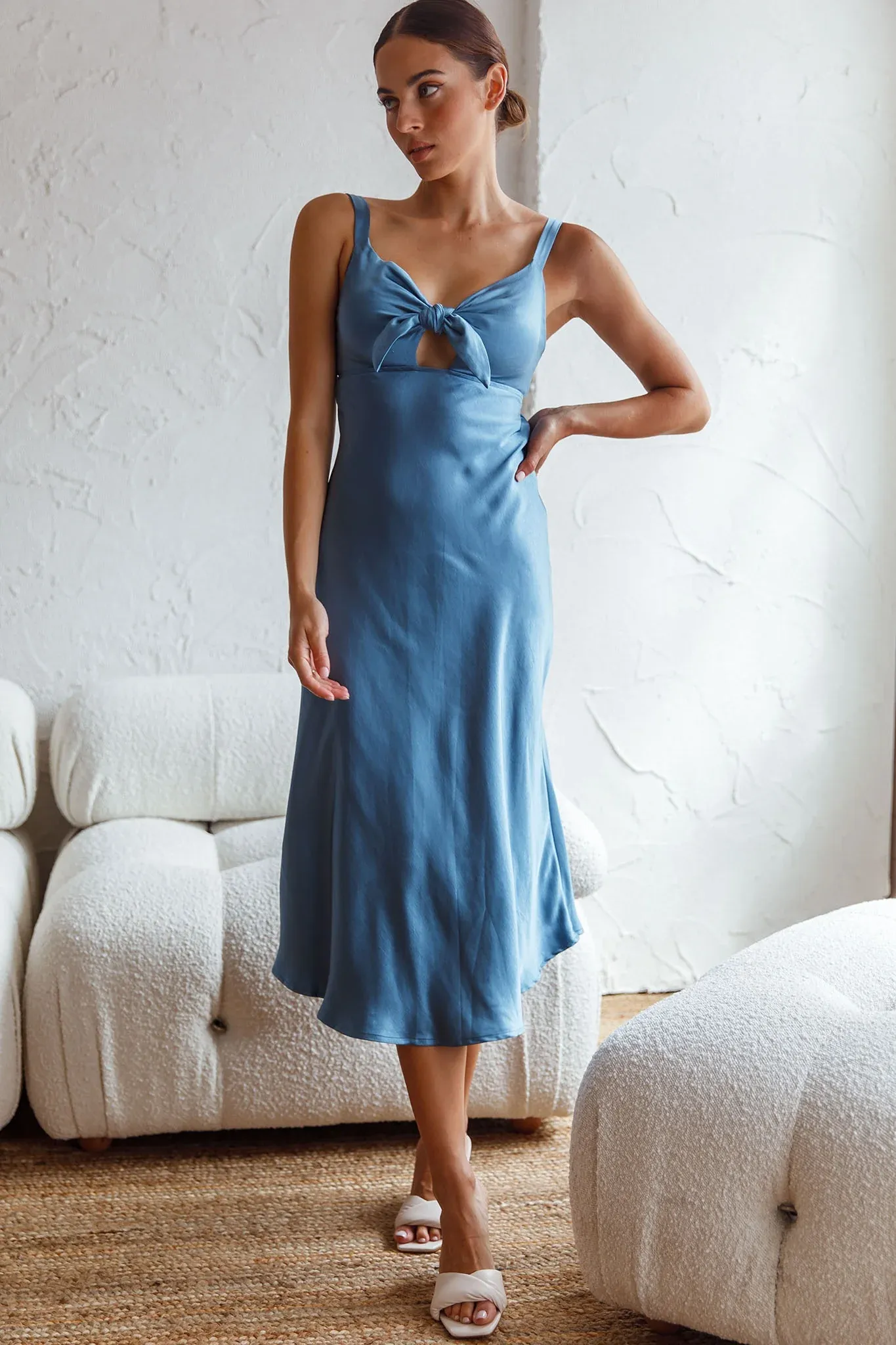 Perfect Day Satin Midi Dress Teal