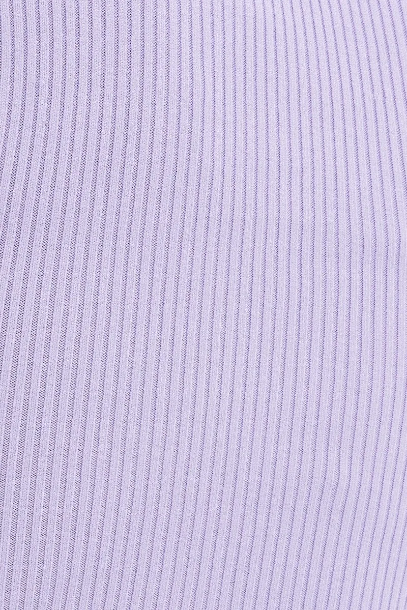Purple Knit Dress Sweetheart Neck Long Sleeve Midi