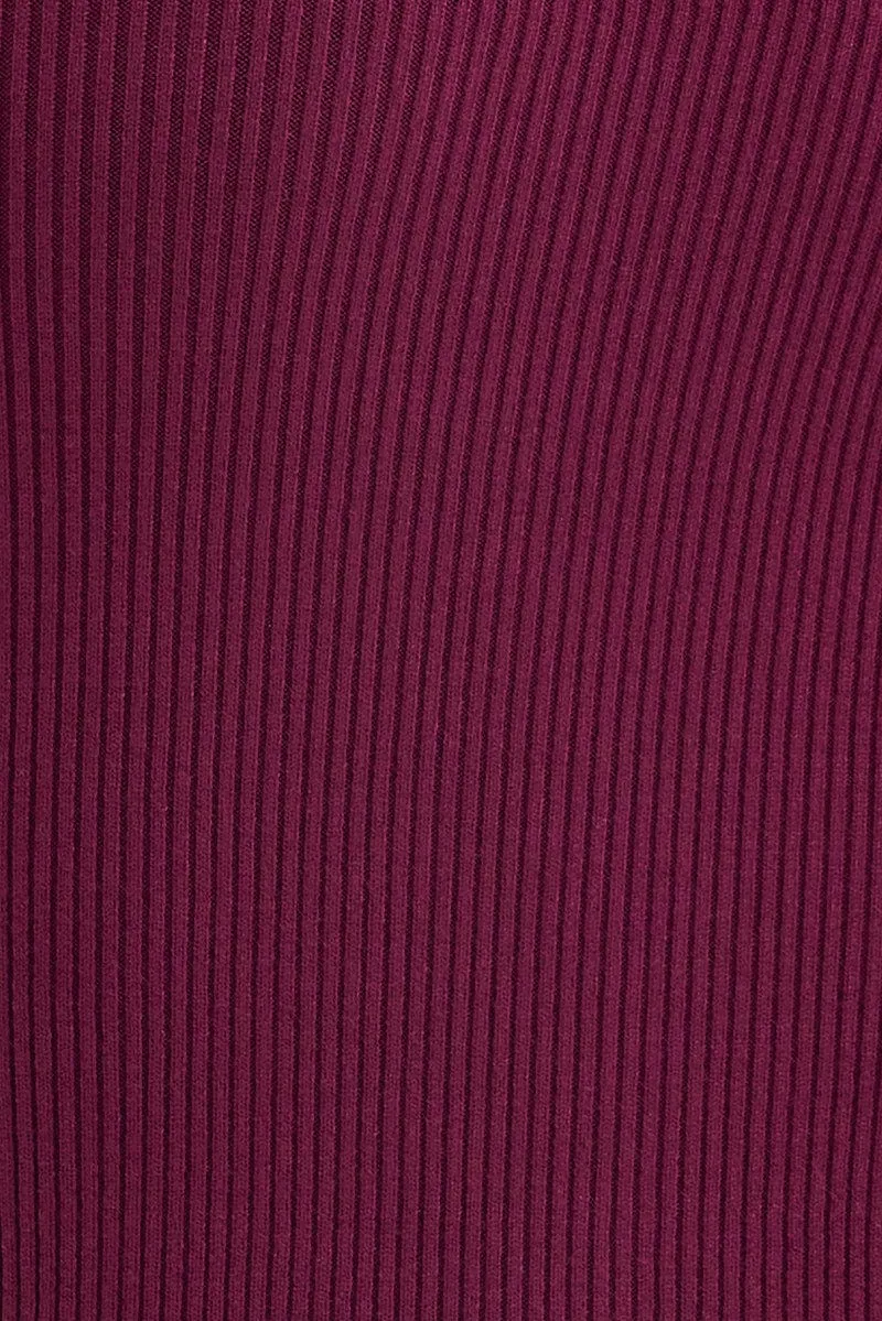 Purple Midi Dress Long Sleeve Sweetheart Contrast Bind