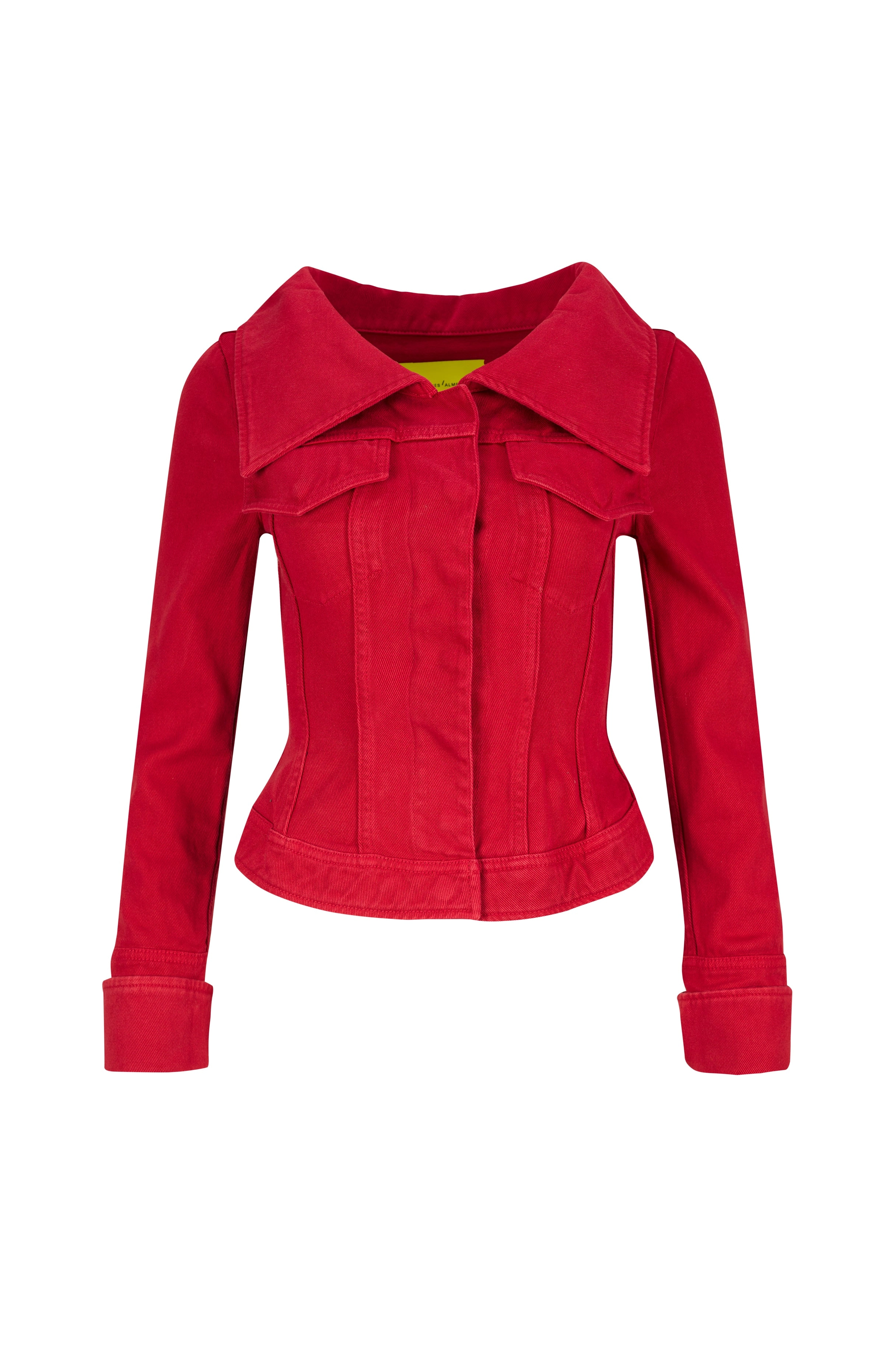 RED OFF-SHOULDER COLLAR JACKET