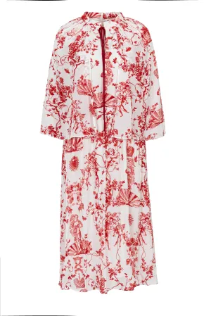 Red printed two-piece dress