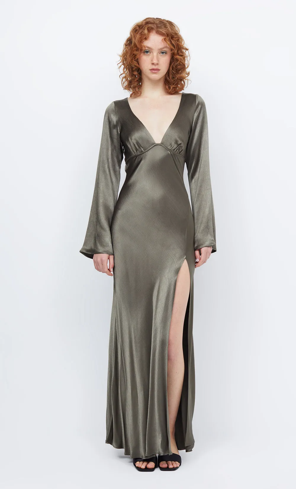 REN LONG SLEEVE MAXI DRESS - DARK WILLOW