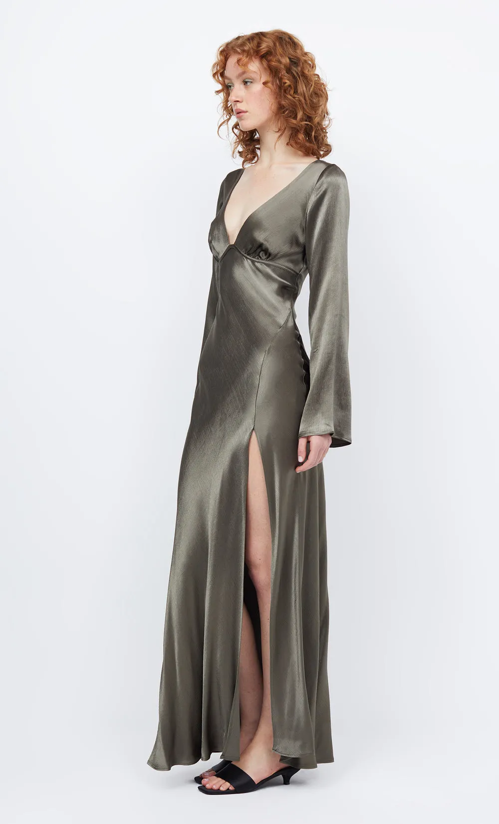 REN LONG SLEEVE MAXI DRESS - DARK WILLOW