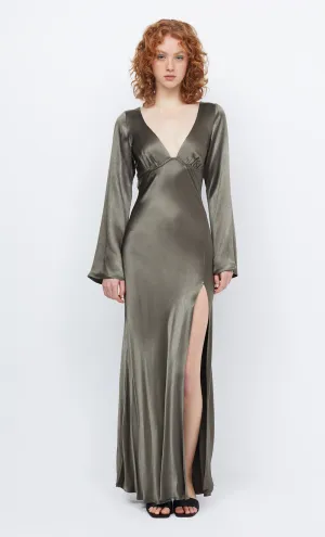 REN LONG SLEEVE MAXI DRESS - DARK WILLOW