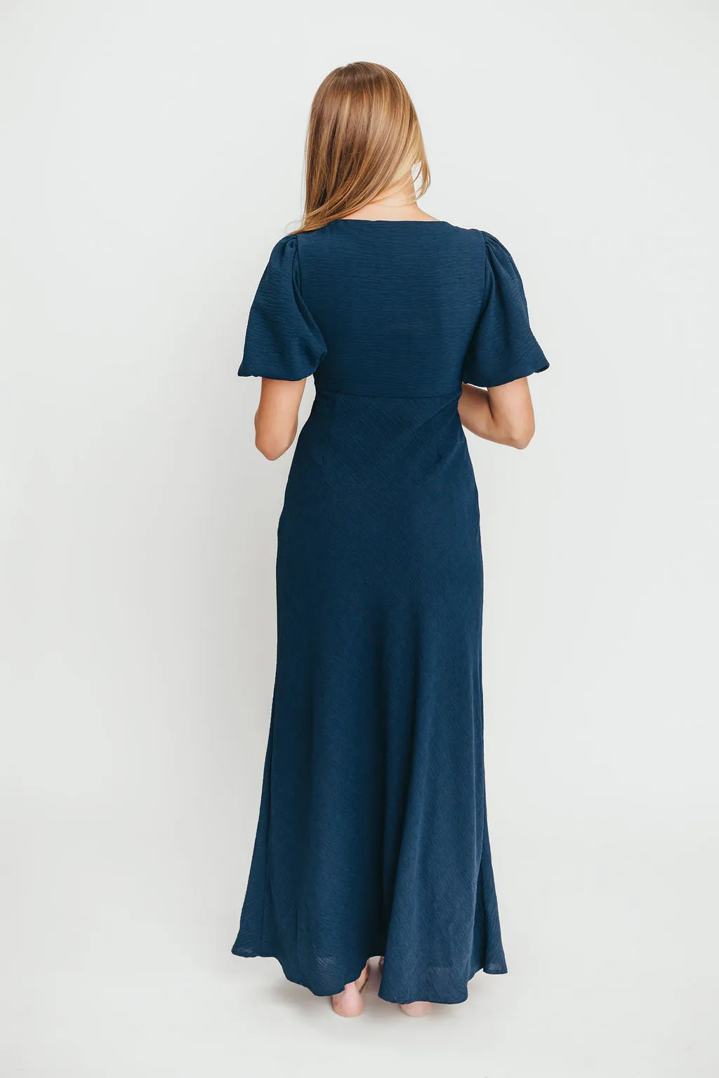 Selena Bow Front Maxi Dress in Navy