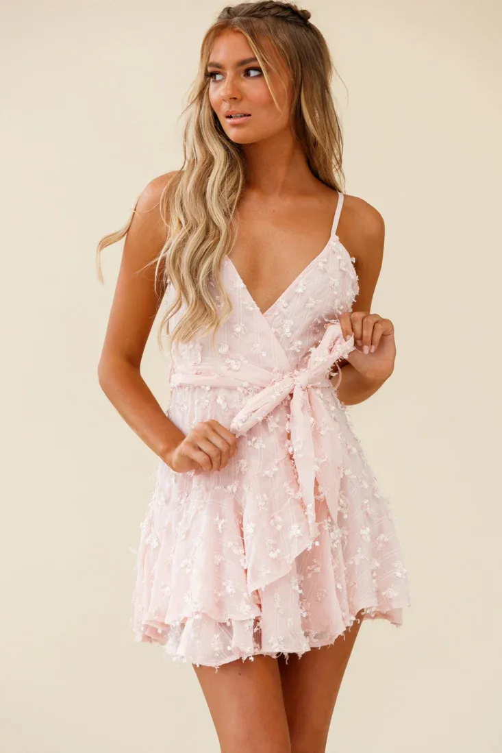 Sheri Embellished Chiffon Dress Pink