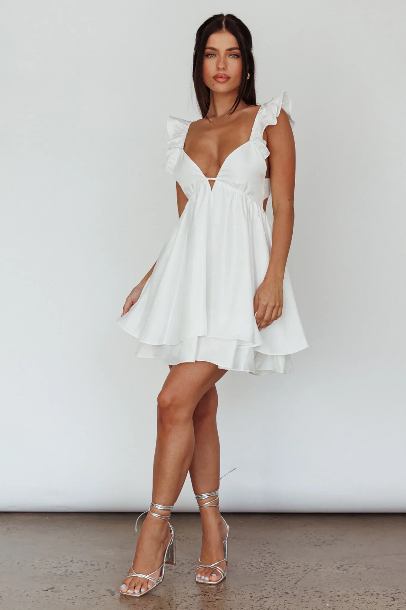 Siren Song Frill Strap Mini Dress White
