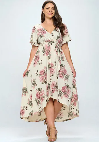 Summer in Spain Hi Lo Dress in Off White - Plus