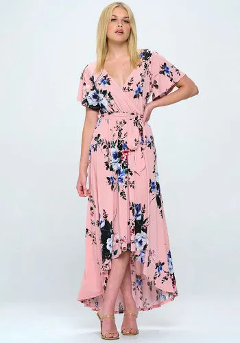 Summer in Spain Hi Lo Dress in Pink