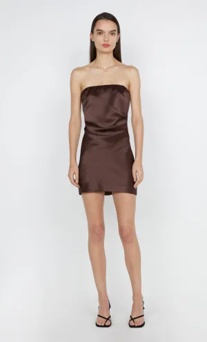 SYMONE STRAPLESS MINI DRESS - DARK CHOCOLATE
