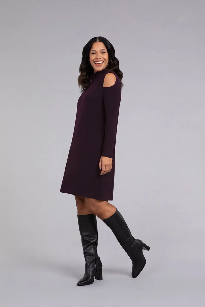 Turtle Neck Cutout Shoulder Dress | Currant