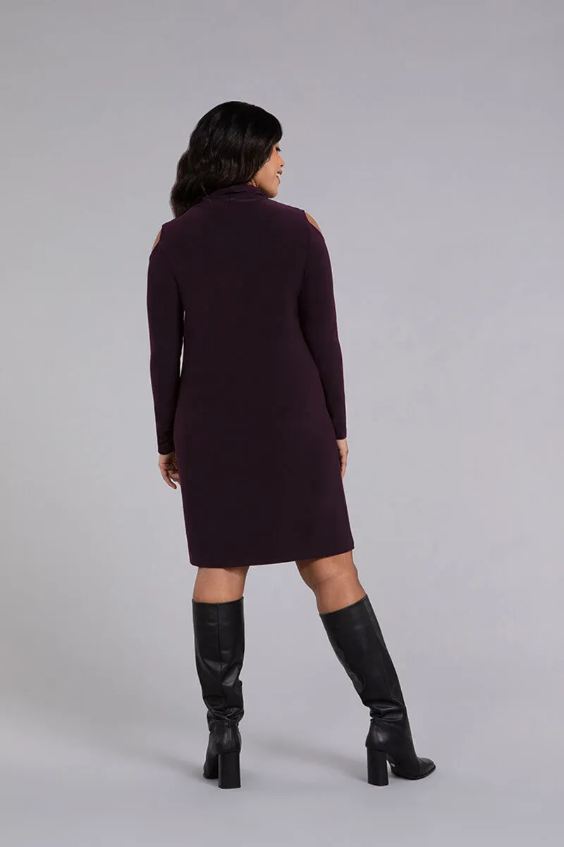 Turtle Neck Cutout Shoulder Dress | Currant