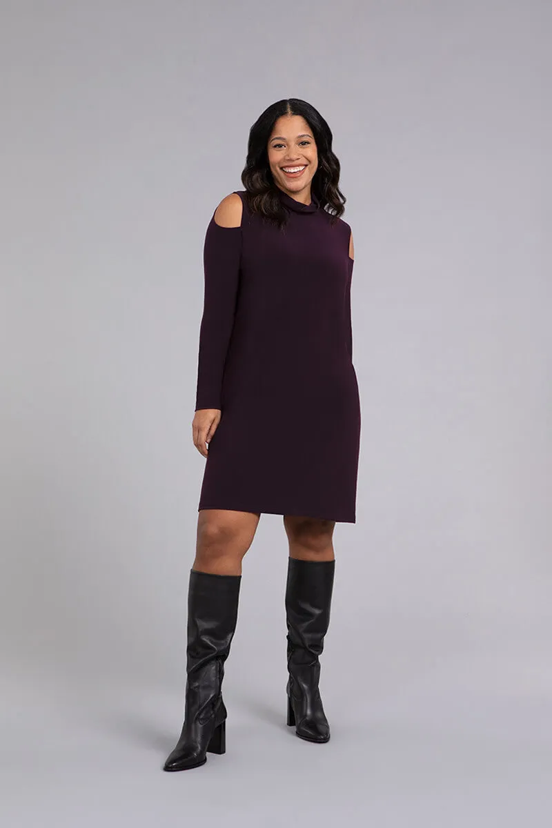 Turtle Neck Cutout Shoulder Dress | Currant