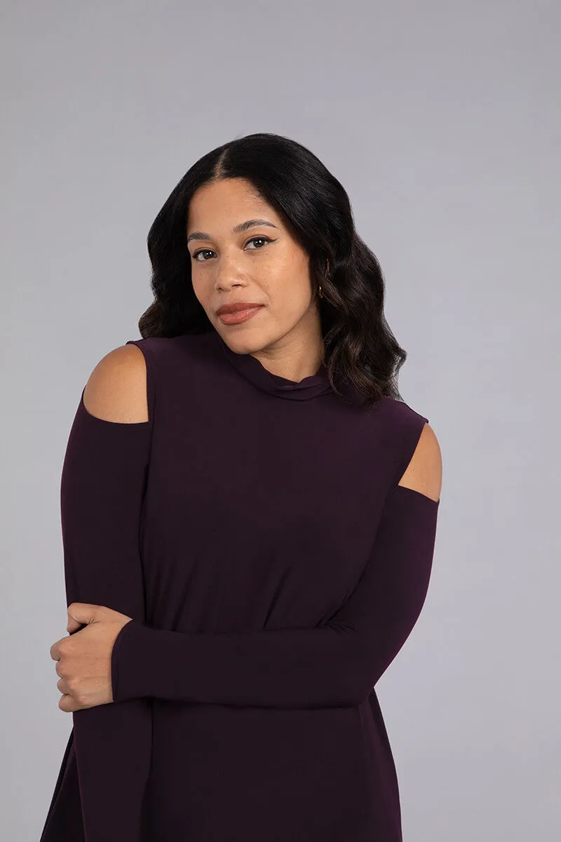 Turtle Neck Cutout Shoulder Dress | Currant