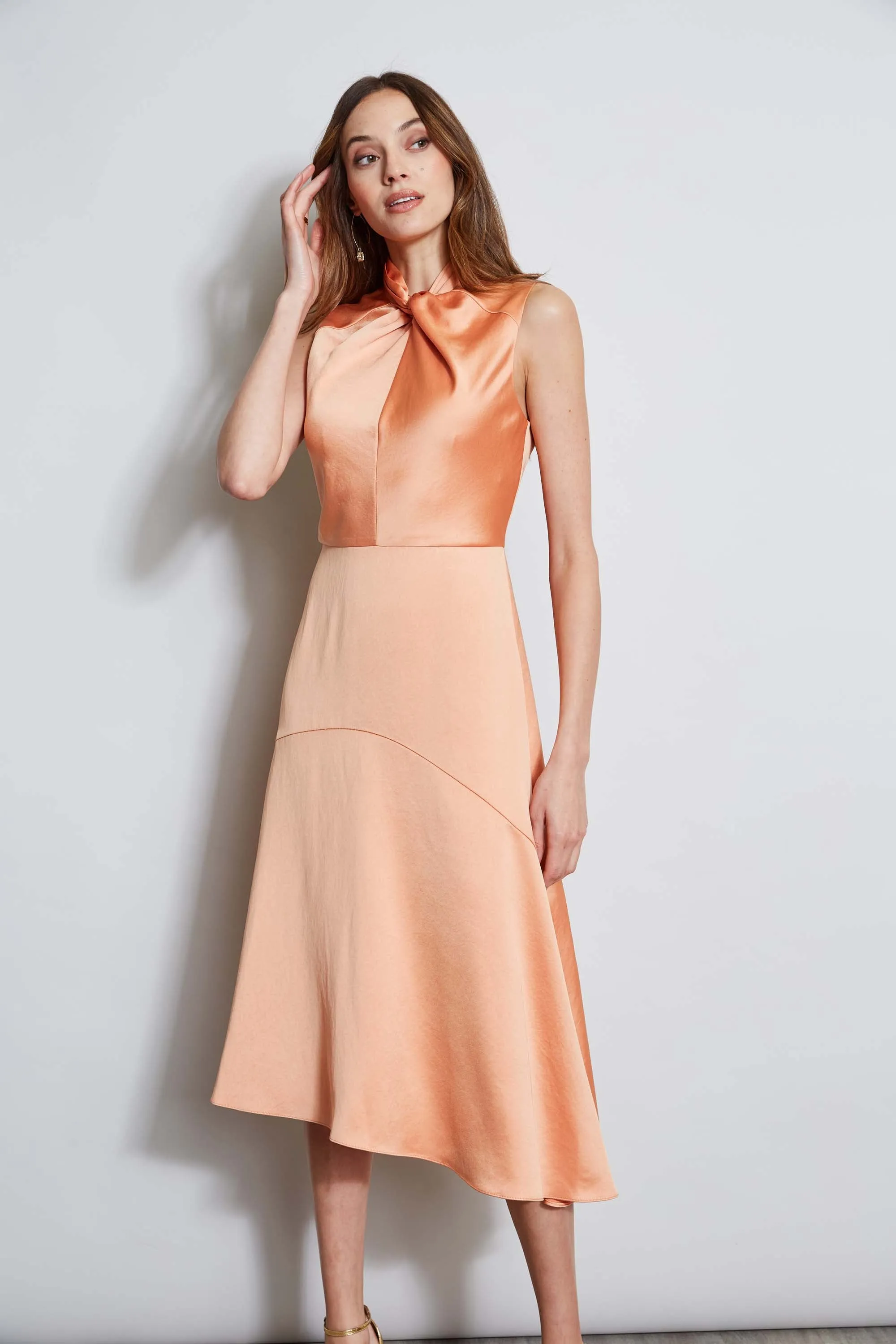 Twist Neck Satin Dress