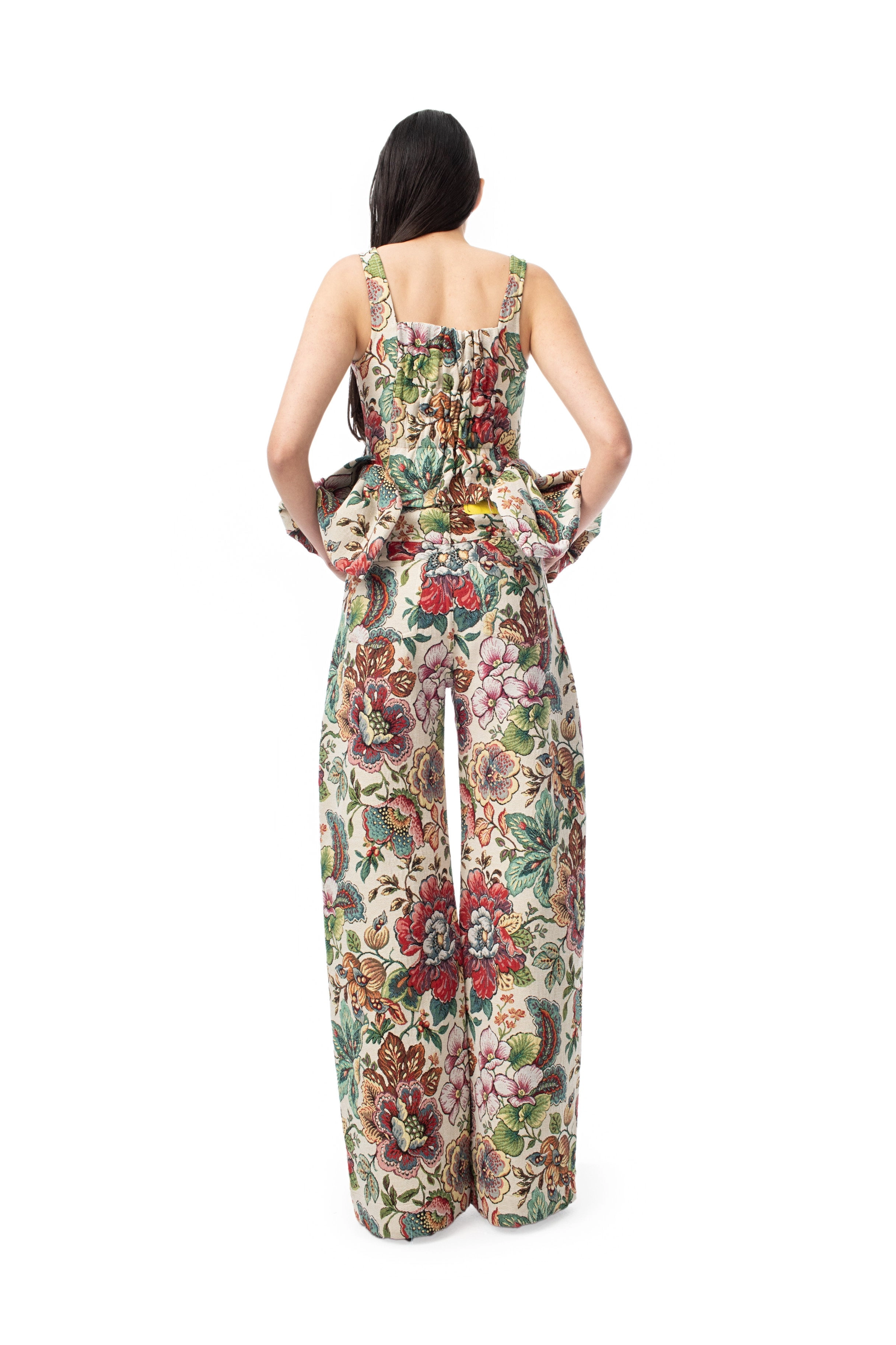WHITE BROCADE CORSET WITH FRONT HOOK & EYE CLOSURE
