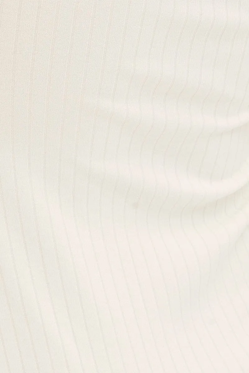 White Ribbed Bodycon Dress Strapless